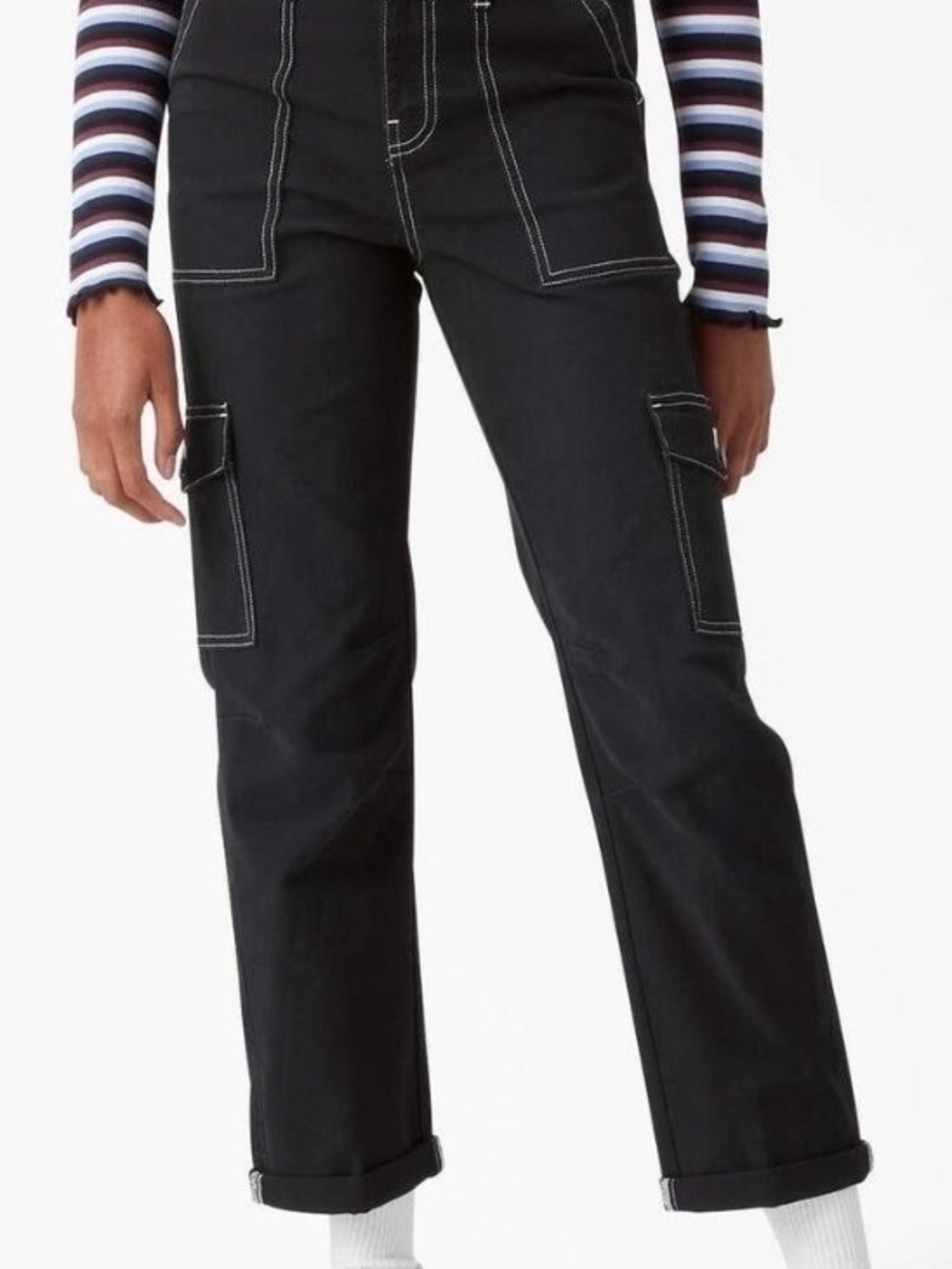 Dickies Black Contrast Stitch Cargo Utility Pants NWT Size 27R